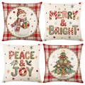 Set of 4 Christmas pillow covers with snowman and tree designs in polyester - Jym771 (8 Series) / 45x45 Square (No Insert)