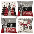 Set of 4 decorative Christmas pillow covers featuring festive Merry & Bright and Noel prints - Jym771 (10 Series) / 45x45 Square (No Insert)
