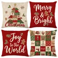 Set of four festive Christmas pillow covers in red and beige polyester - Jym774 Series / 45x45 Square (No Insert)
