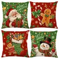 Decorative Christmas pillow covers set of 4 featuring Santa and snowman patterns - Jym775 Series / 45x45 Square (No Insert)