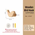 Decorative bird shaped natural beech wood wall hook with mounting accessories and dimensions - Beech Wood Bird Hook