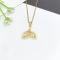 Elegante collana con ciondolo a coda di sirena dorata e pietre di zircone cubico - Collana Oro Coda di Pesce Doppio Strass (XL1783-179)