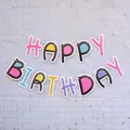 Colorful macaron birthday banner with happy birthday letters for party wall decor - Letter Shaped Style