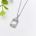 Elegante collana con ciondolo rettangolare in zirconia su catena in acciaio. - Stile Strass Rettangolo Argento (XL1200-16)