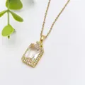 Elegante collana placcata in oro con ciondolo rettangolare in zircone trasparente - Stile Strass Rettangolo Oro (XL1200-17)