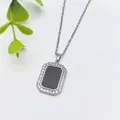 Elegante collana in acciaio inossidabile argento con ciondolo rettangolare nero - Stile Rettangolare Nero (XL1200-22) / Argento