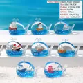 Ornements en acrylique remplis de liquide en forme de baleine avec mini bateaux - Styles Aléatoires / Baleine - Bateau Coloré