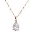 Elegante collar de oro rosa con un brillante colgante de circonita cúbica en forma de pera - Estilo Zirconia Gota de Agua / Rosa oro