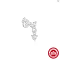S925 sterling silver piercing stud featuring a sparkling zircon star and moon design - Four Round Zirconia Design (Single White Gold #1)