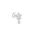 S925 sterling silver star cartilage stud earring with cubic zirconia accents - Star & Square Zirconia Design (Single White Gold #2)