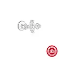Elegant S925 sterling silver cubic zirconia cartilage piercing stud with floral cross design - Cross Cluster Design (Single White Gold #3)