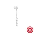 S925 sterling silver moon and star cartilage piercing earring with sparkling crystals - Star Moon Long Tassel Design (Single White Gold #4)