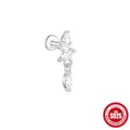 S925 sterling silver cartilage stud earring with marquise CZ and flat back labret - Pear & Marquise Cluster Design (Single White Gold #5)