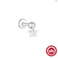 S925 sterling silver star cartilage stud earring with clear crystal pendant for daily wear - Star Screw Back Design (Single White Gold #7)