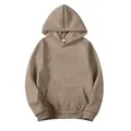 Klassischer oversized Kapuzenpullover in Khaki mit Kängurutasche aus weichem Fleece - S / Oberteil Und Unterteil / Camel