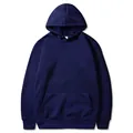 Klassischer einfarbiger dunkelblauer Kapuzenpullover mit Kängurutasche und Kapuze - S / Oberteil Und Unterteil / Marineblau