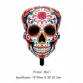 Day of the Dead floral sugar skull aluminum foil balloon, 18x25 inch party decoration detail - Floral Skull