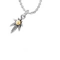 Unique silver marijuana leaf pendant necklace with a small gold eagle emblem for men and women - Small Leaf Charm Accessory