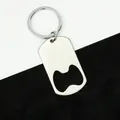 Blanco zilveren geborsteld roestvrijstalen hondenpenning sleutelhanger met flesopener - Flesopener Tag met Voorgat / 4,9 cm x 2,8 cm / Staalkleur