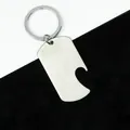 Aanpasbare blanco roestvrijstalen penning met geborstelde metalen afwerking en ring - Flesopener Tag met Zijgat / 4,9 cm x 2,8 cm / Staalkleur