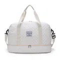 Grande borsa da viaggio trapuntata bianca con scomparto separato per vestiti umidi - Bianco Sporco