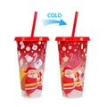 Gobelet de Noël festif en plastique avec paille et changement de couleur pour boissons - 701-800ml / Style Père Noël (Rouge)