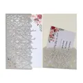 Faire-part de mariage argenté à paillettes découpé au laser avec motif floral - Argenté