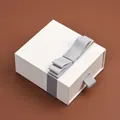 Elegant white drawer jewelry gift box with grey ribbon bow for rings and necklaces - White Ribbon Drawer Gift Box / 8.5*8.5*3cm