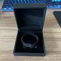 Professional black flip-top jewelry box with slanted edges and velvet ring holder - Bracelet Leather Texture Flip Box / 8.5*8.5*3cm
