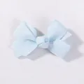 Pince à cheveux nœud en ruban gros-grain bleu clair pour enfants, accessoire de cheveux uni - Acier inoxydable 303