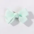 Barette à cheveux nœud vert menthe en ruban gros-grain avec texture côtelée unie - 19