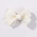 Nœud barrette en ruban gros-grain blanc crème pour enfants, accessoire cheveux uni élégant - 21