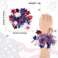 Bracelet de fête du Jour de l'Indépendance rouge blanc bleu avec étoiles - Grandes Étoiles / Style de Clinquant Fin à Grande Étoile