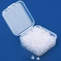 Nahaufnahme klarer weicher Kunststoff-Ohrringverschlüsse in kleiner Box - 4mm Kleines Silikon (Mit Box) / 500 Stück/Packung