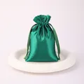 Emerald green satin drawstring pouch for jewelry and gifts - Grass Green