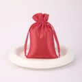 Premium red satin drawstring gift bag pouch for jewelry and party favor packaging - Burgundy