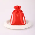 Elegant red satin drawstring pouch ideal for jewelry and premium gift packaging - Red