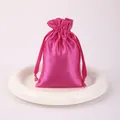 Rose pink satin drawstring gift bag pouch for jewelry packaging with smooth finish - Rose Red