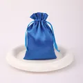 Elegant blue sateen drawstring gift pouch for jewelry packaging and small items - Sapphire Blue
