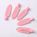 Five pieces of pink creaseless duckbill hair clips for professional salon styling. - Metal Style / 1 Piece / Deep Pink