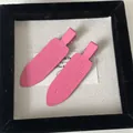Pair of professional matte pink non-marking hair clips with embossed logo detail - Metal Style / 1 Piece / Rose Red