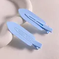 Two minimalist light blue no-trace plastic duckbill hair clips for styling women's bangs - Metal Style / 1 Piece / Blue