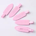 Professional set of 5 matte pink no-trace duckbill hair clips for styling and makeup. - Metal Style / 1 Piece / Light Pink