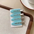 Set of 4 light blue non-marking seamless hair clips for women hair styling accessories - Plastic Style / 1 Piece / Cyan Blue