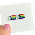 Progress Pride Flagge Glitzer Rechteck Ohrstecker für festliche Geschenke Schmuck - Rechteckiger Progress Pride Flag Stil (12)