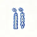 Blaue Glitzer Acryl Ohrringe mit weißem Cheer Mama Schriftzug und Cheerleader Silhouette - Asymmetrisch (L94) / Blau