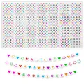 Set di 1400 perle colorate 4x7mm con lettere, smile e cuori in scatola - 4*7mm 1400 Pezzi/Confezione / Base Bianca Lettera Colorata