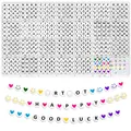 1400-delige DIY-kralenset met 28 stijlen 4x7mm letter-, hart- en smiley-gezichtskralen. - 4*7mm 1400 Stuks/Verpakking / Wit met zwarte letters