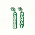 Macro view of green glitter acrylic earrings with Cheer Mama letter design - Asymmetrical (L94) / Green