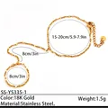 Bracciale a catena per mano in acciaio inossidabile placcato oro 18 carati con anello - Stile Catena Sottile Minimalista (SS-YS335-1) / 1 Pezzo / Oro